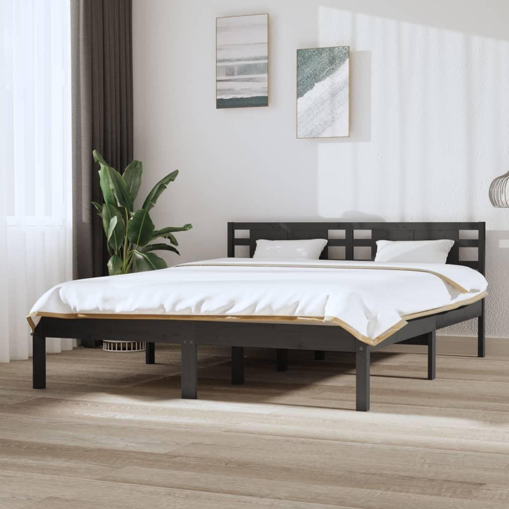 Sengeramme 150x200 cm King Size massivt fyrretræ grå