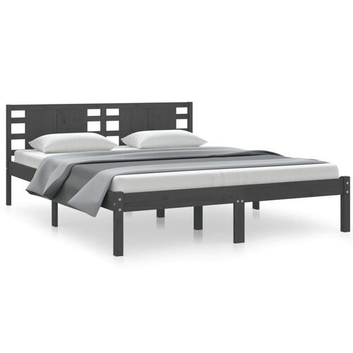 Sengeramme 150x200 cm King Size massivt fyrretræ grå
