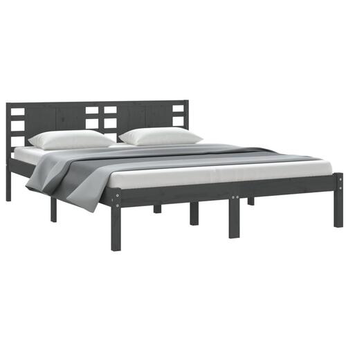 Sengeramme 150x200 cm King Size massivt fyrretræ grå
