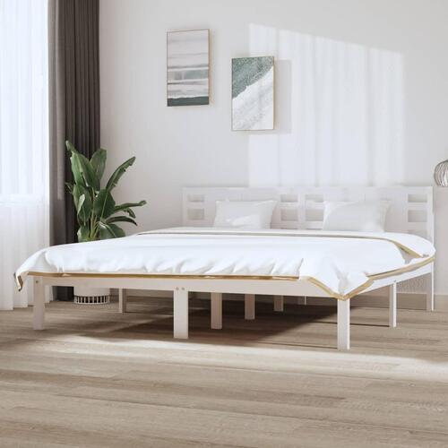 Sengeramme uden madras 200x200 cm massivt fyrretræ hvid