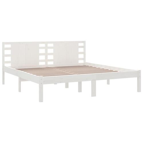 Sengeramme uden madras 200x200 cm massivt fyrretræ hvid