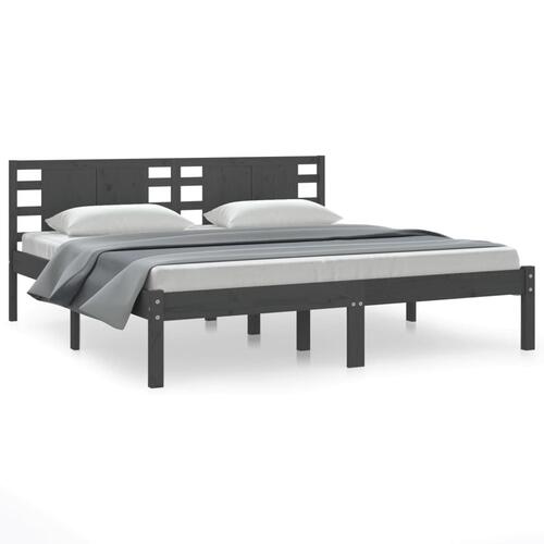 Sengeramme 200x200 cm massivt fyrretræ grå