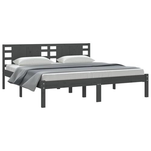Sengeramme 200x200 cm massivt fyrretræ grå