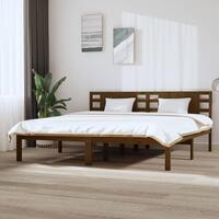 Sengeramme 200x200 cm massivt fyrretræ gyldenbrun