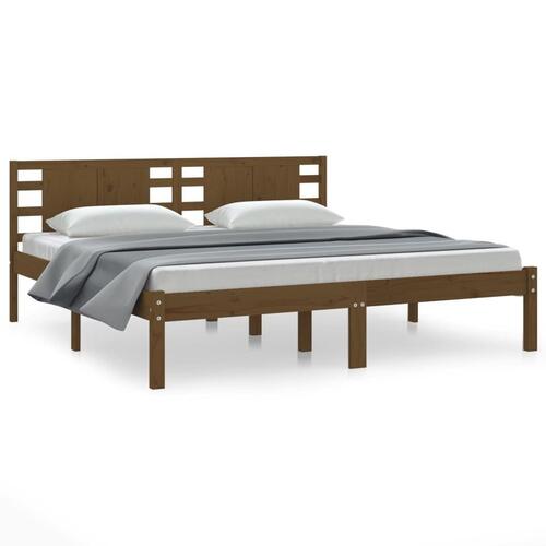 Sengeramme 200x200 cm massivt fyrretræ gyldenbrun