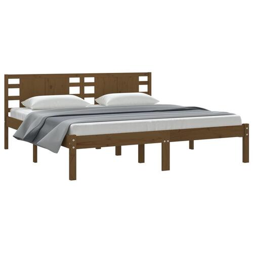 Sengeramme 200x200 cm massivt fyrretræ gyldenbrun