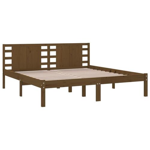 Sengeramme 200x200 cm massivt fyrretræ gyldenbrun