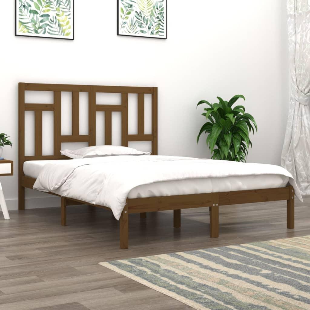 Sengeramme 120x190 cm Small Double massivt træ gyldenbrun