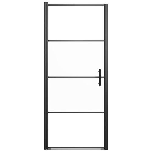 Brusedør 91x195 cm halvmatteret hærdet glas sort