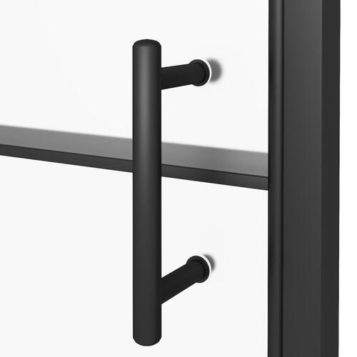 Brusedør 91x195 cm halvmatteret hærdet glas sort