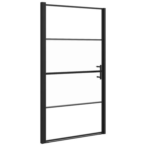 Brusedør 100x178 cm halvmatteret hærdet glas sort