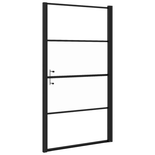 Brusedør 100x178 cm halvmatteret hærdet glas sort