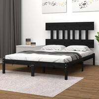 Sengeramme 140x190 cm massivt træ sort