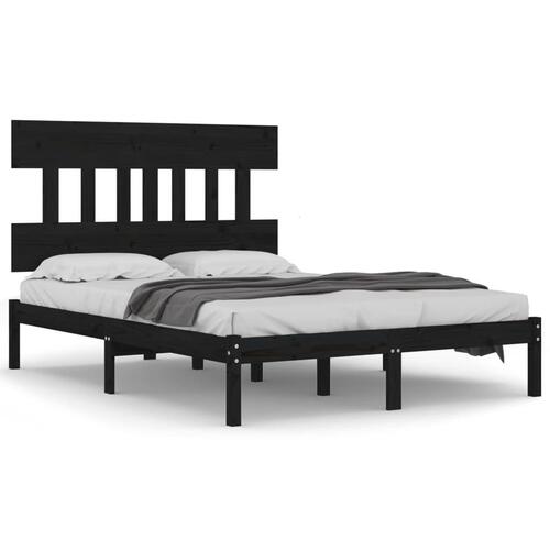 Sengeramme 140x190 cm massivt træ sort