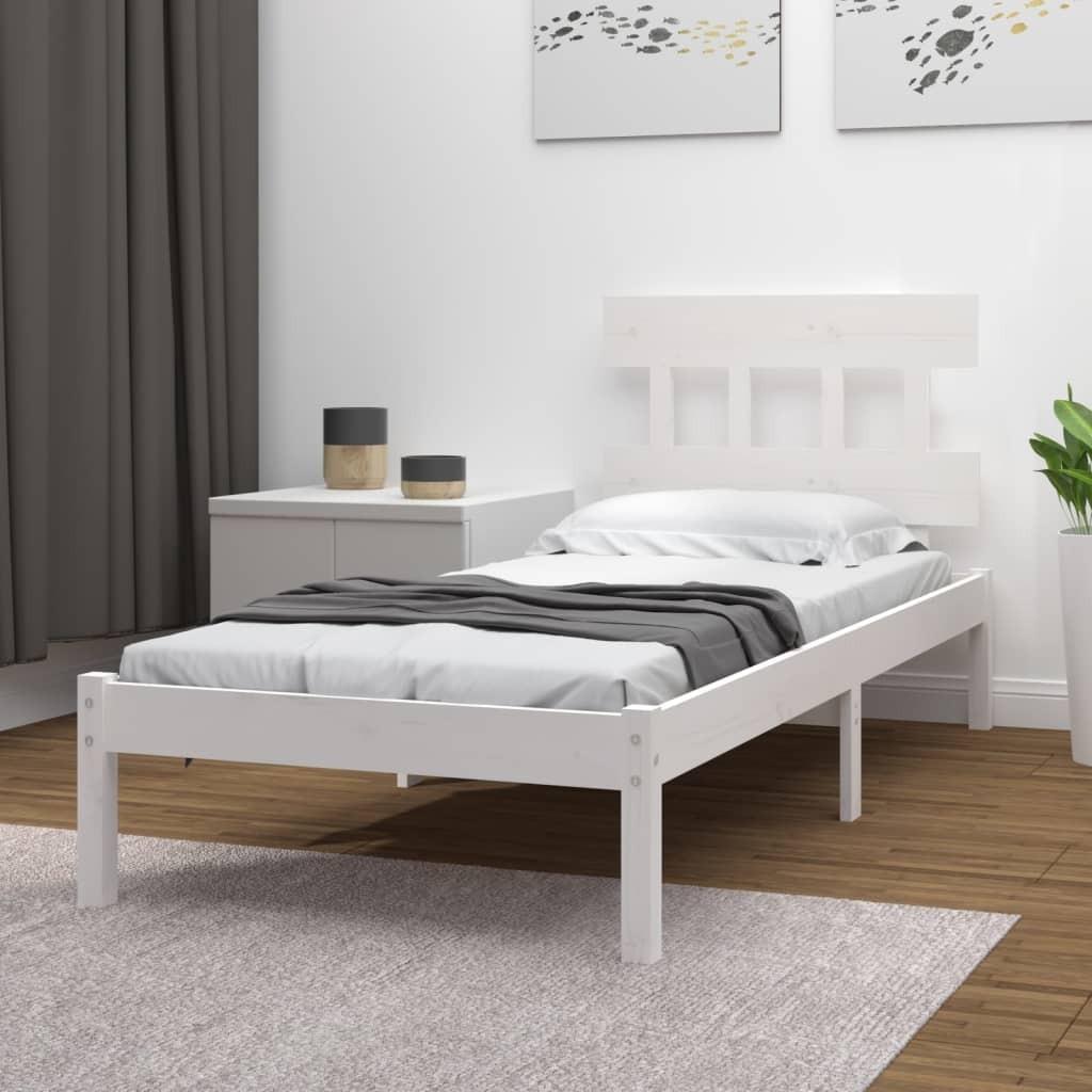 Sengeramme 100x200 cm massivt træ hvid