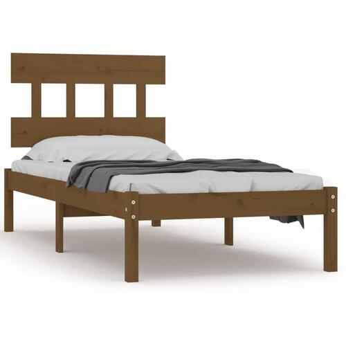 Sengeramme 100x200 cm massivt træ gyldenbrun