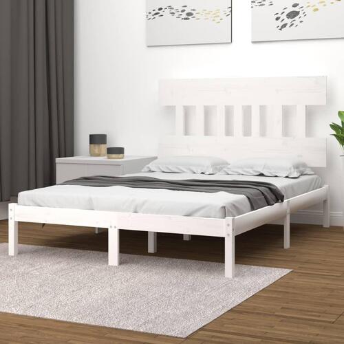 Sengestel 180x200 cm Super King massivt fyrretræ hvid