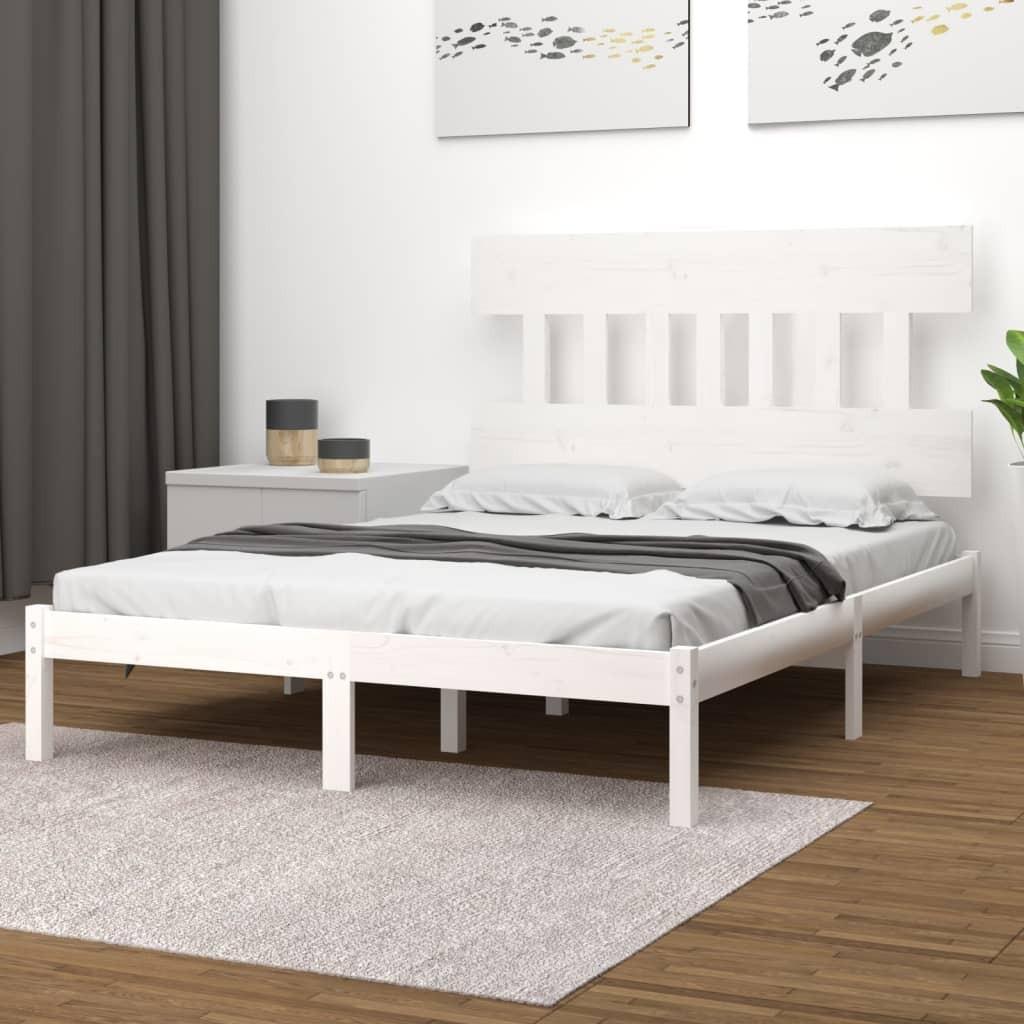 Sengestel 180x200 cm Super King massivt fyrretræ hvid