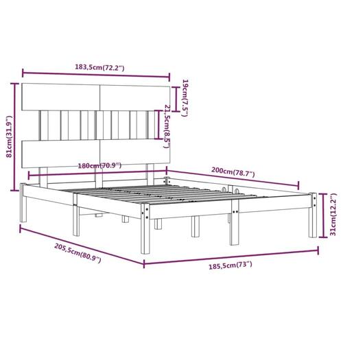 Sengestel 180x200 cm Super King massivt fyrretræ hvid