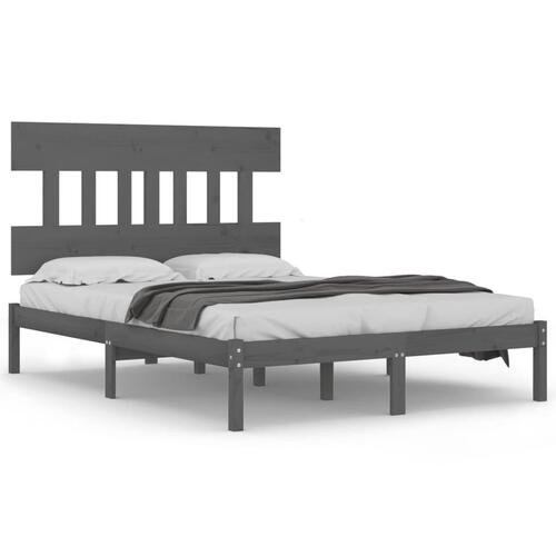 Sengeramme 200x200 cm massivt træ grå