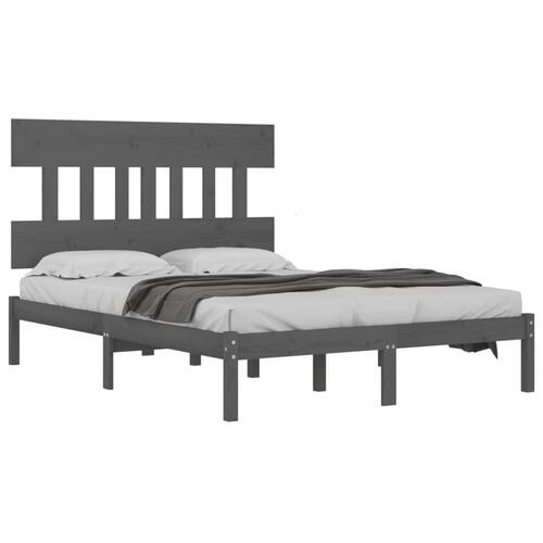 Sengeramme 200x200 cm massivt træ grå