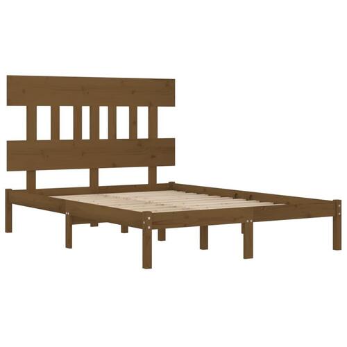 Sengeramme 200x200 cm massivt træ gyldenbrun