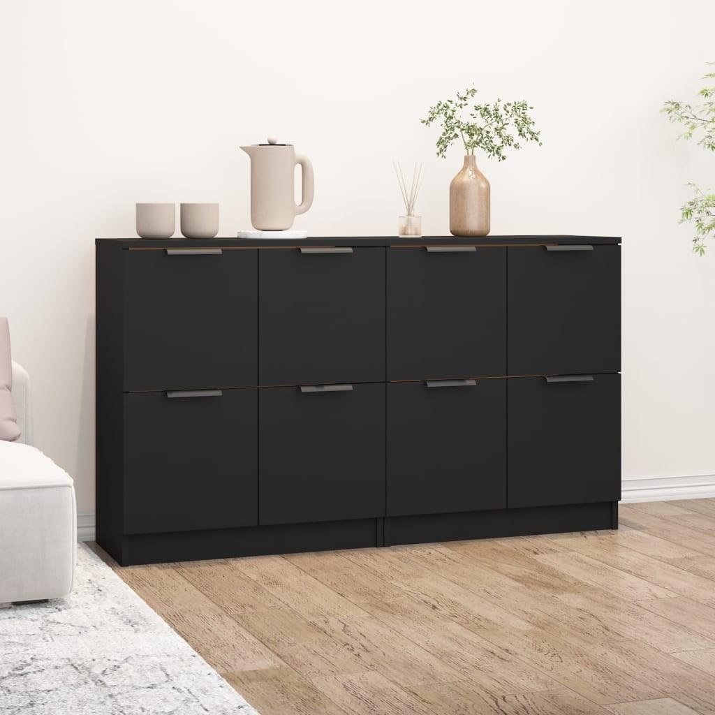 Skænke 2 stk. 60x30x70 cm konstrueret træ sort