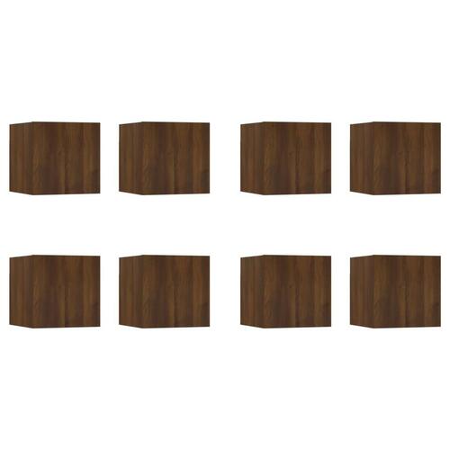 Væghængte tv-skabe 8 stk. 30,5x30x30 cm brun egetræ
