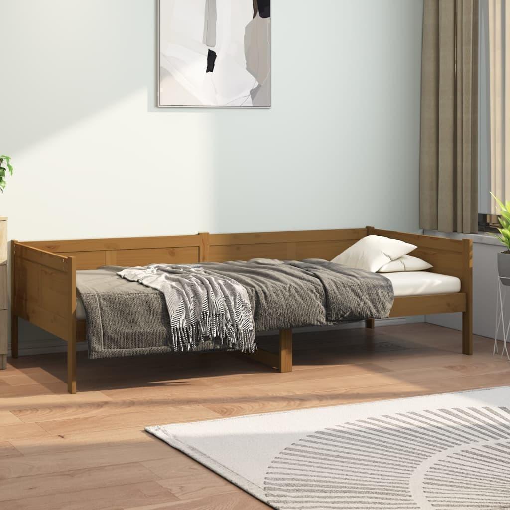 Daybed massivt fyrretræ gyldenbrun 90x190 cm