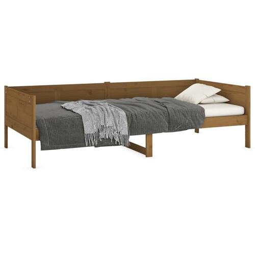 Daybed massivt fyrretræ gyldenbrun 90x190 cm