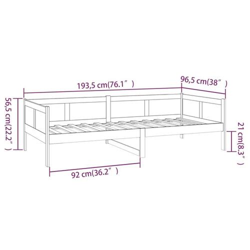 Daybed massivt fyrretræ sort 90x190 cm
