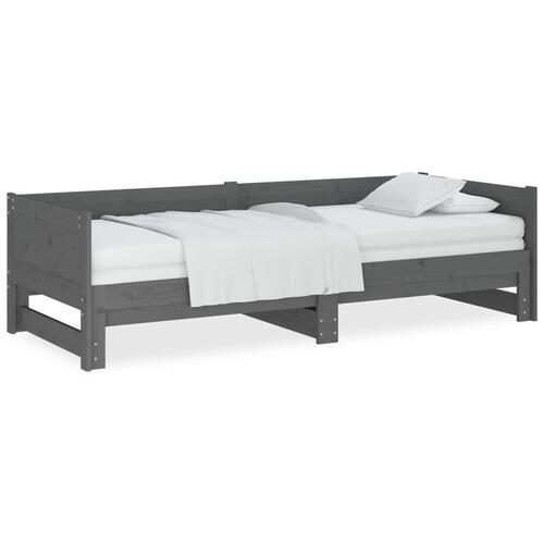 Daybed med udtræk 2x(90x190) cm massivt fyrretræ grå