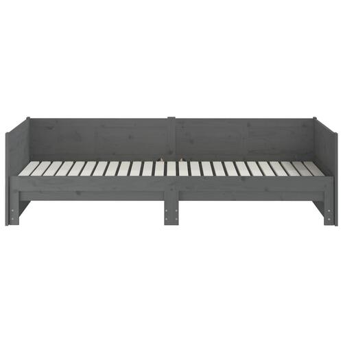 Daybed med udtræk 2x(90x190) cm massivt fyrretræ grå