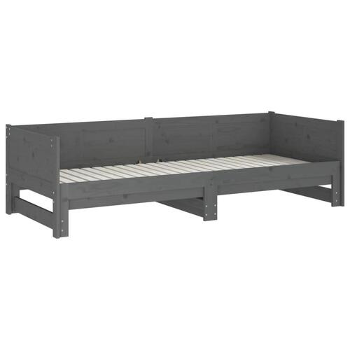 Daybed med udtræk 2x(90x190) cm massivt fyrretræ grå