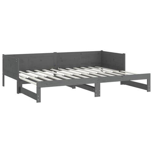 Daybed med udtræk 2x(90x190) cm massivt fyrretræ grå