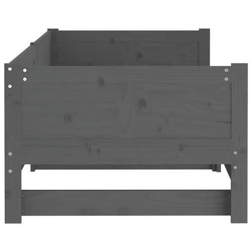 Daybed med udtræk 2x(90x190) cm massivt fyrretræ grå
