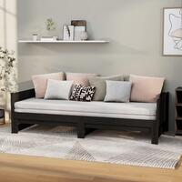 Daybed med udtræk 2x(90x190) cm massivt fyrretræ sort