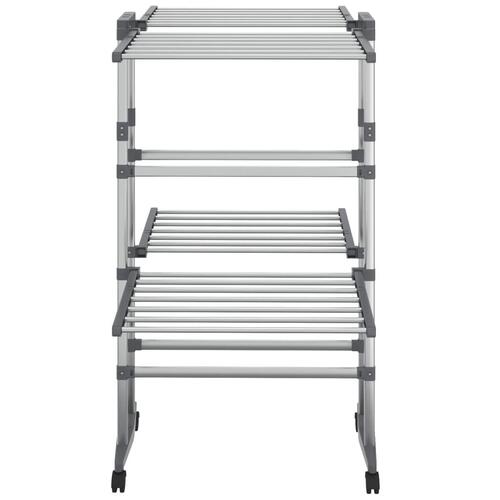 Tørrestativ 2 niveauer med hjul 60x70x106 cm sølvfarvet