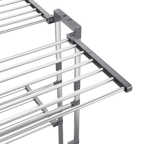 Tørrestativ 2 niveauer med hjul 60x70x106 cm sølvfarvet