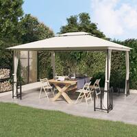 Pavillon med sidevægge og dobbelttag 3x4 m cremefarvet