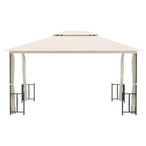 Pavillon med sidevægge og dobbelttag 3x4 m cremefarvet