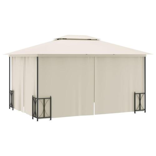 Pavillon med sidevægge og dobbelttag 3x4 m cremefarvet