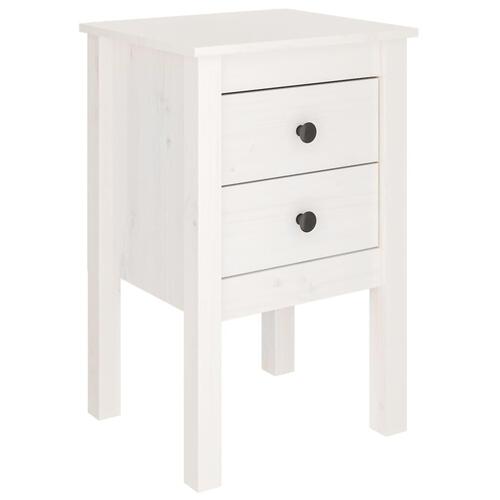 Sengebord 40x35x61,5 cm massivt fyrretræ hvid
