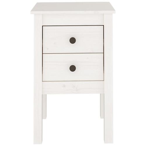 Sengebord 40x35x61,5 cm massivt fyrretræ hvid