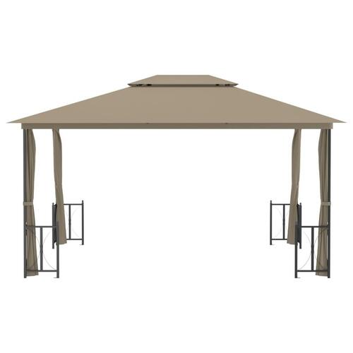 Pavillon med sidevægge og dobbelttag 3x4 m gråbrun
