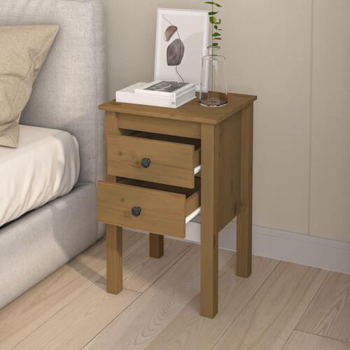 Sengeborde 2 stk. 40x35x61,5cm massivt fyrretræ gyldenbrun