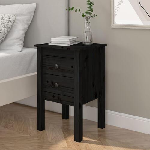 Sengebord 40x35x61,5 cm massivt fyrretræ sort