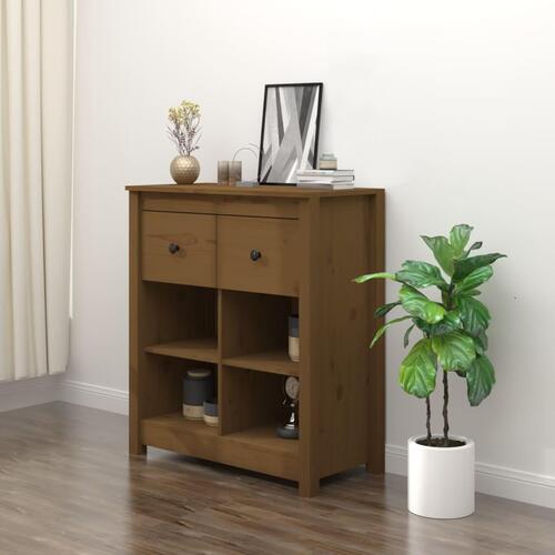 Skænk 70x35x80 cm massivt fyrretræ gyldenbrun