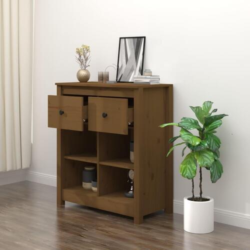 Skænk 70x35x80 cm massivt fyrretræ gyldenbrun