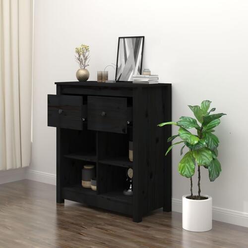 Skænk 70x35x80 cm massivt fyrretræ sort